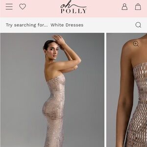 Oh Polly Metallic Strapless Dress